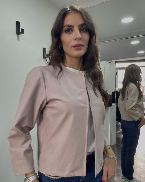 Giacca in pelle con chiusura a gancio - Made In Italy - immagine 2