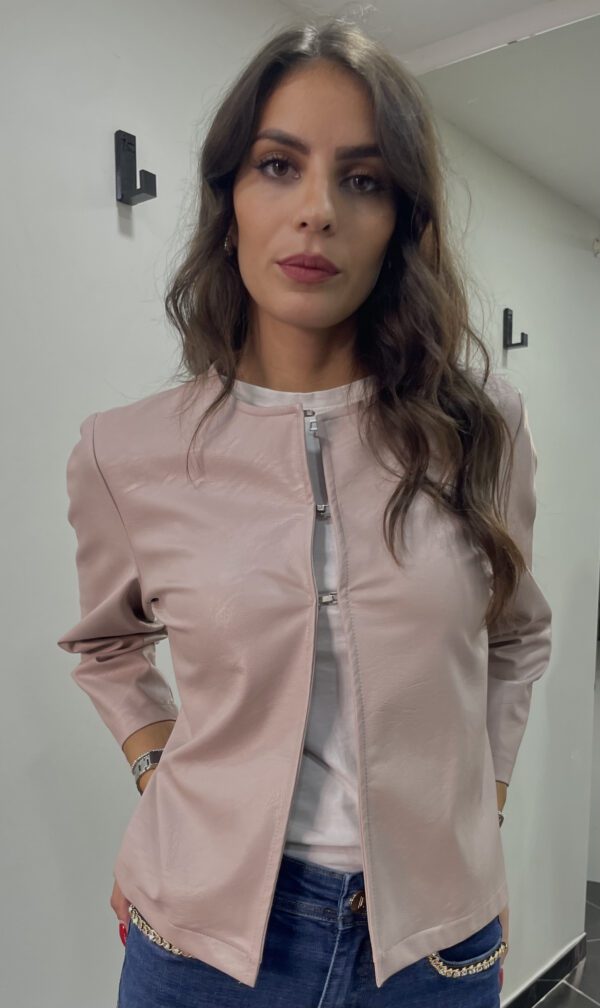 Giacca in pelle con chiusura a gancio - Made In Italy - immagine 3