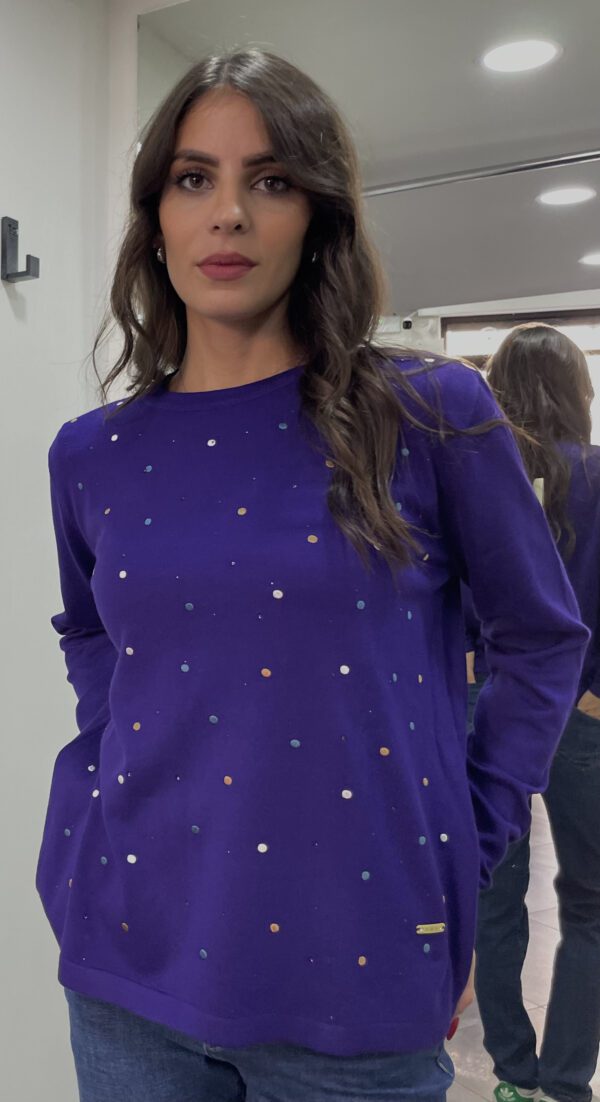 Maglia Viola con Dettagli Puntinati - Made in Italy
