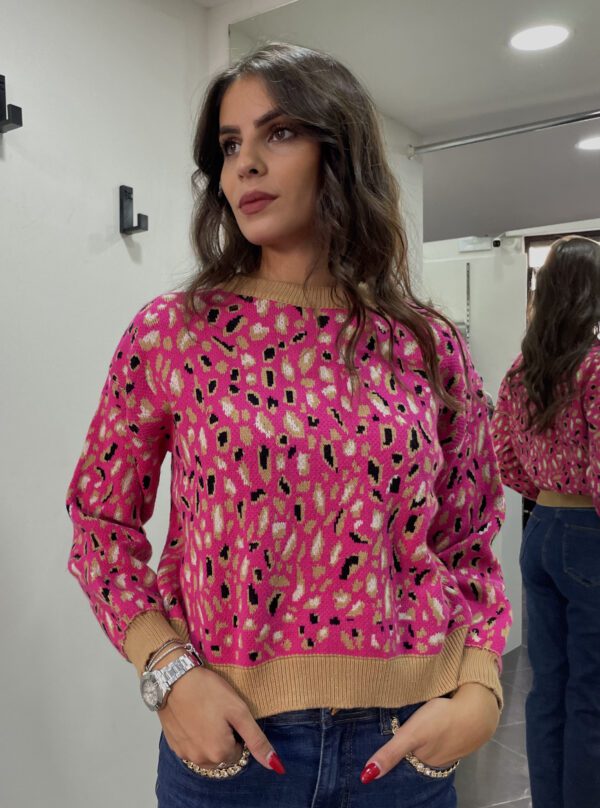 Maglioncino fucsia leopardato - Made In Italy - immagine 2