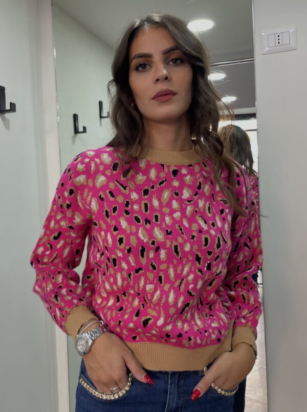 Maglioncino fucsia leopardato - Made In Italy - immagine 3