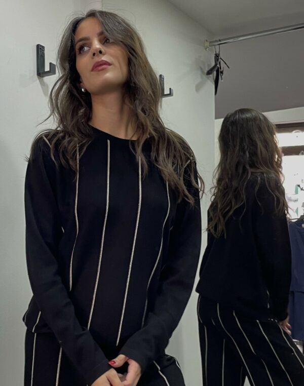 Maglia nera a righe - Made In Italy - immagine 2
