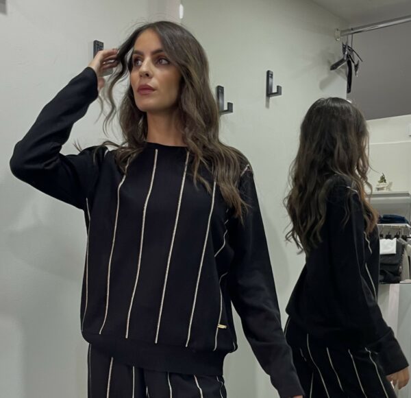 Maglia nera a righe - Made In Italy - immagine 3