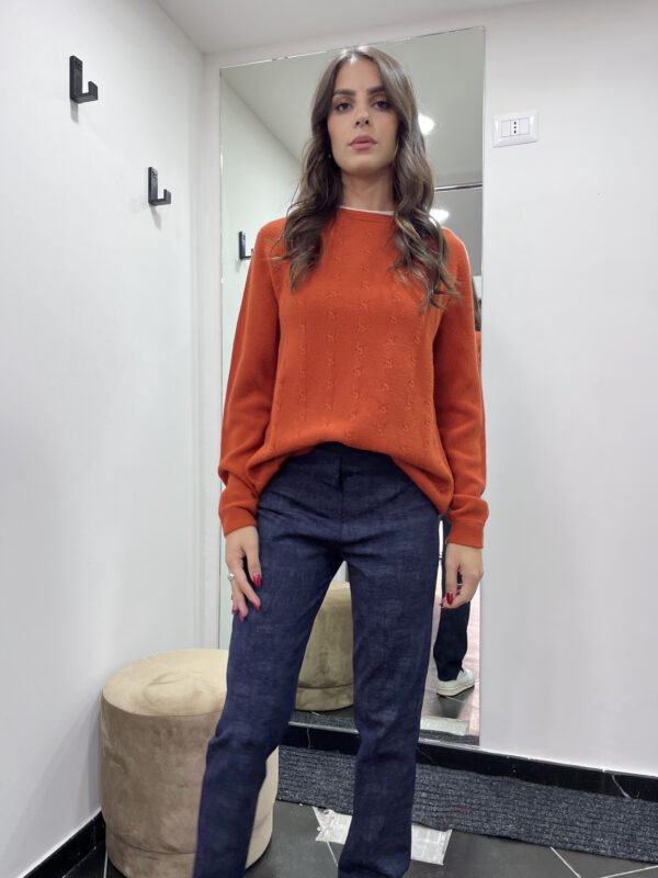 Maglione intrecciato arancio - Made In Italy - immagine 2