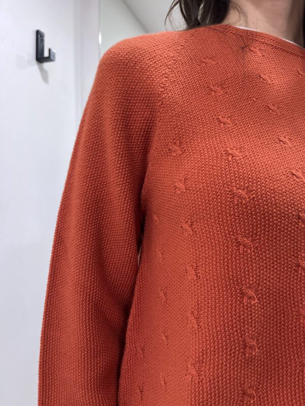 Maglione intrecciato arancio - Made In Italy - immagine 4