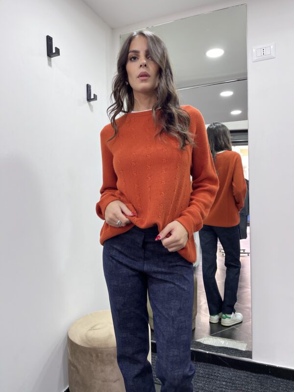 Maglione intrecciato arancio - Made In Italy - immagine 5