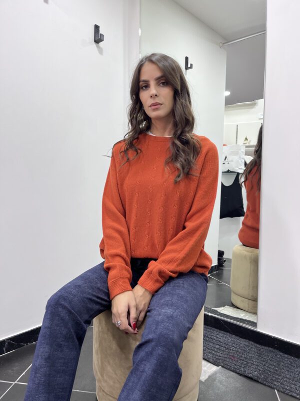 Maglione intrecciato arancio - Made In Italy